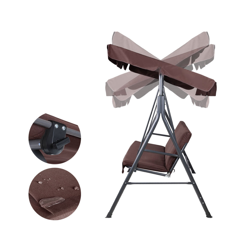 3 Seater Canopy Swing Chair - Dark Brown