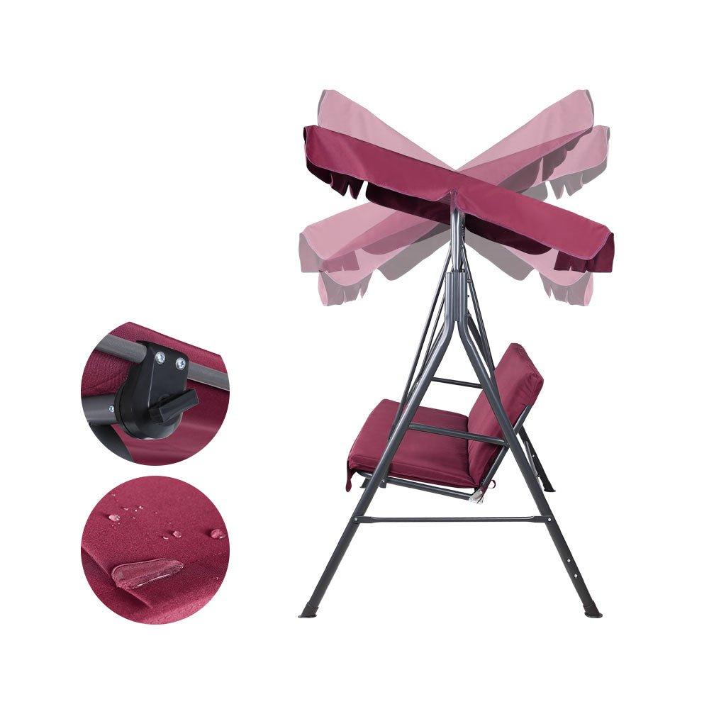 3 Seater Canopy Swing Chair - Wine Red