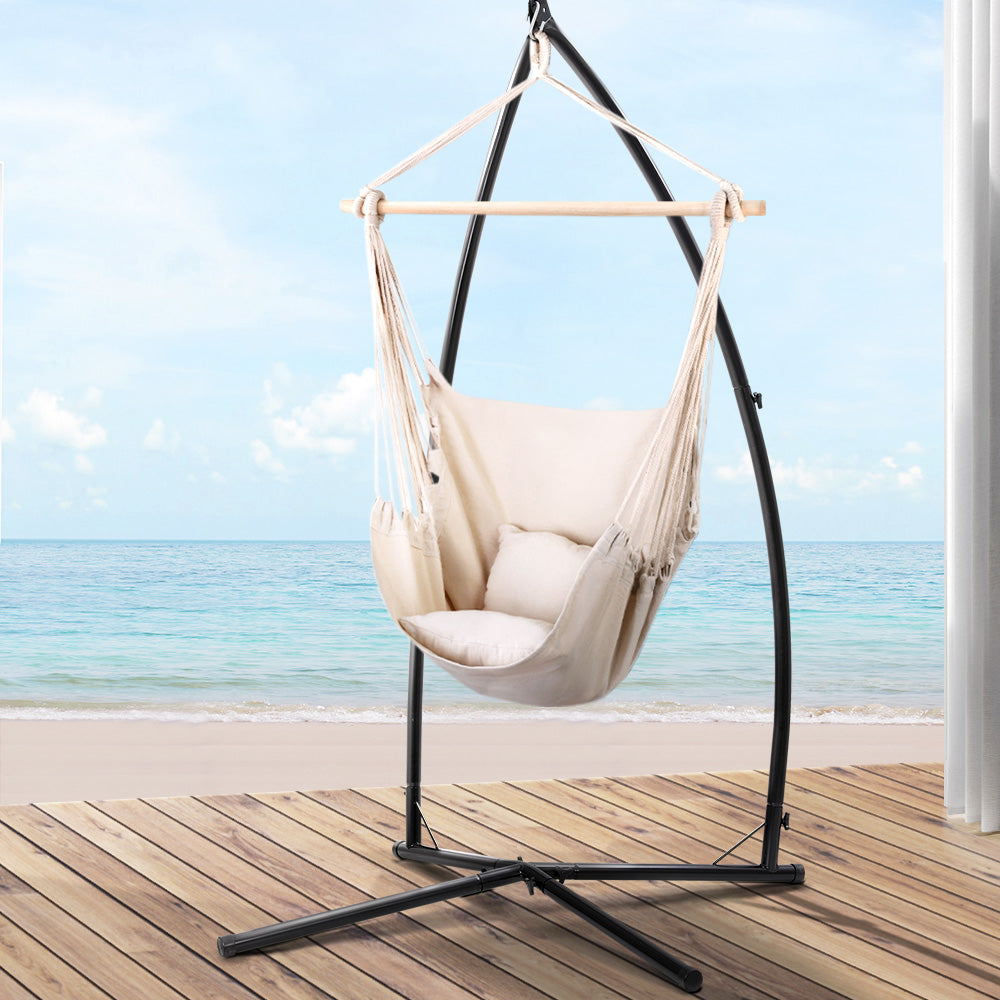 Outdoor Hammock Chair with Steel Stand Pillow Included