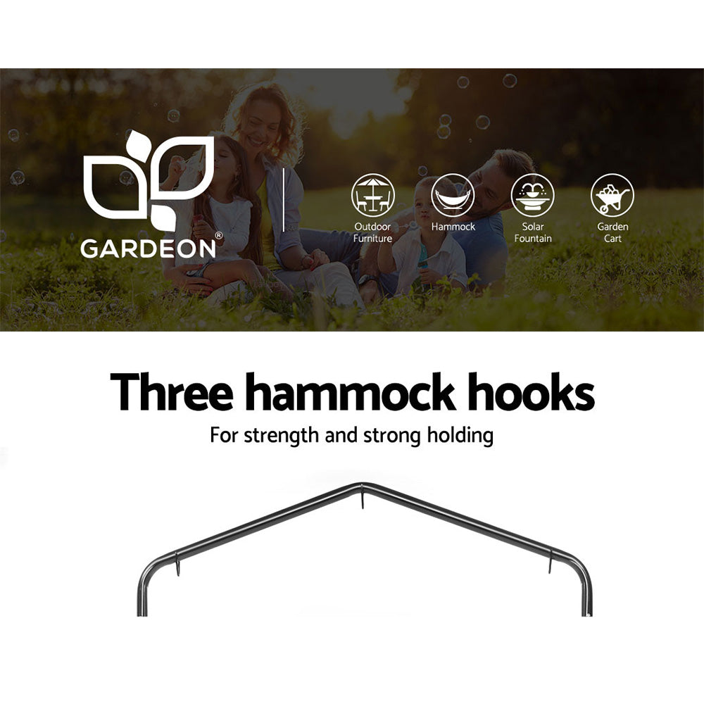 Tassel Hanging Rope Hammock Cream with Stand 160cm x 140cm x 205cm