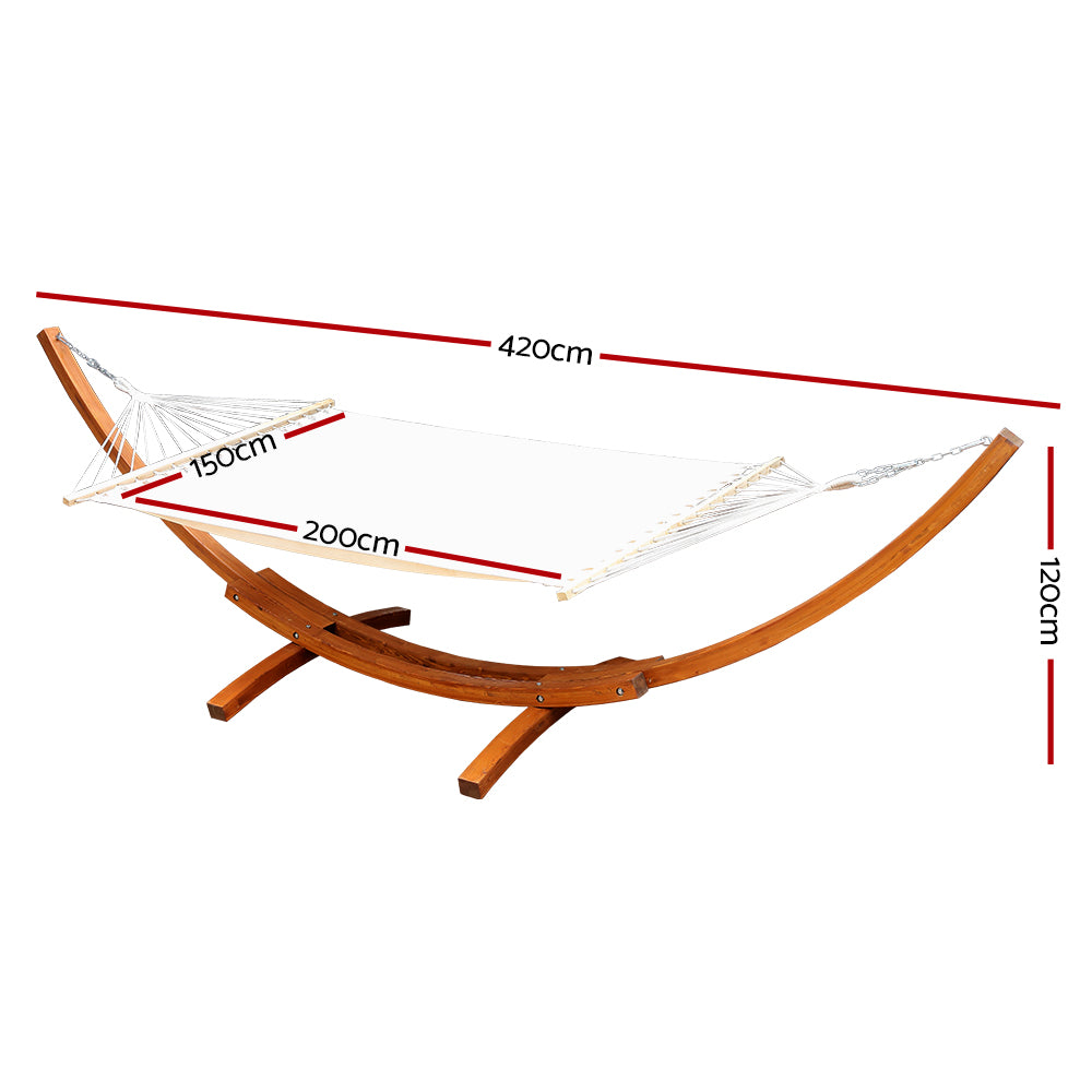 Cream Hammock with Wooden Hammock Stand
