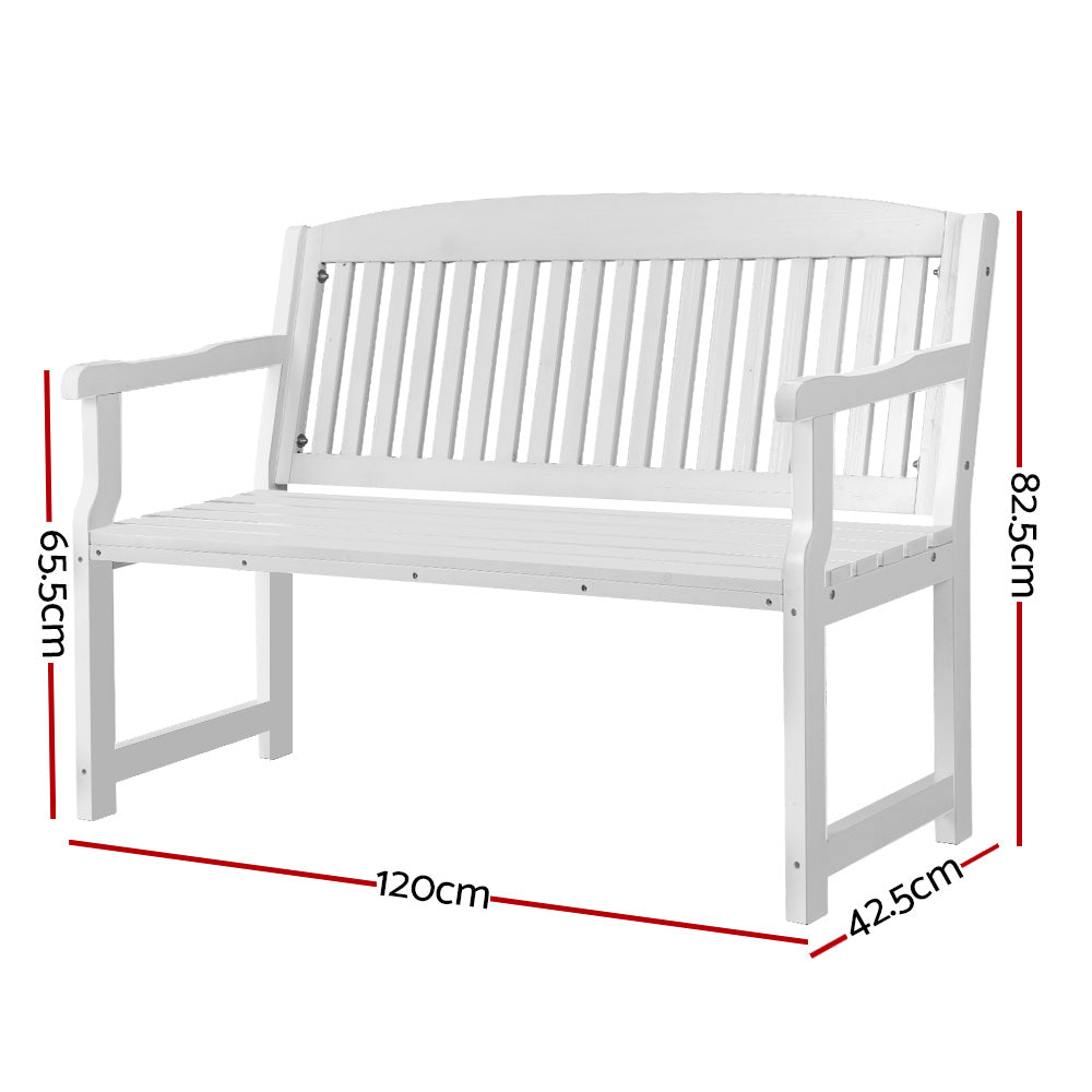 White Outdoor Wooden Garden Bench