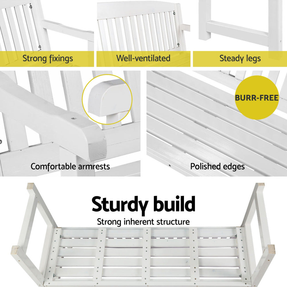White Outdoor Wooden Garden Bench
