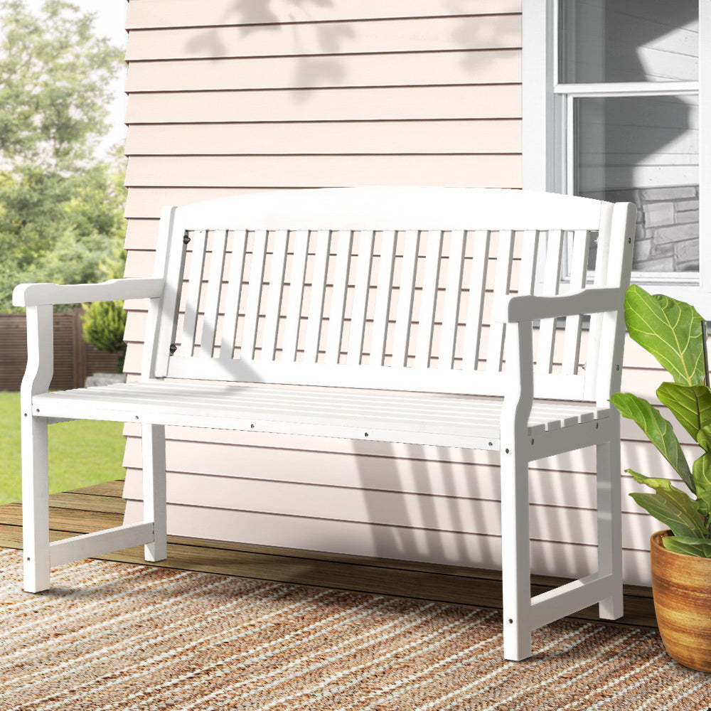 White Outdoor Wooden Garden Bench
