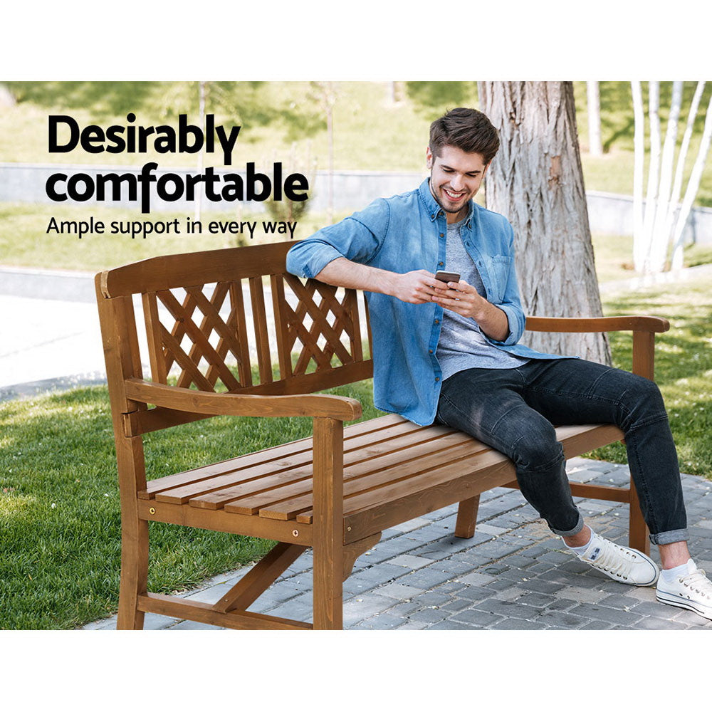 3 Seater Natural Timber Outdoor Garden Bench