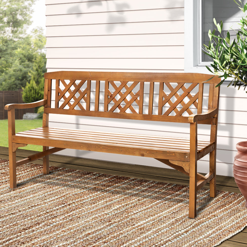 3 Seater Natural Timber Outdoor Garden Bench
