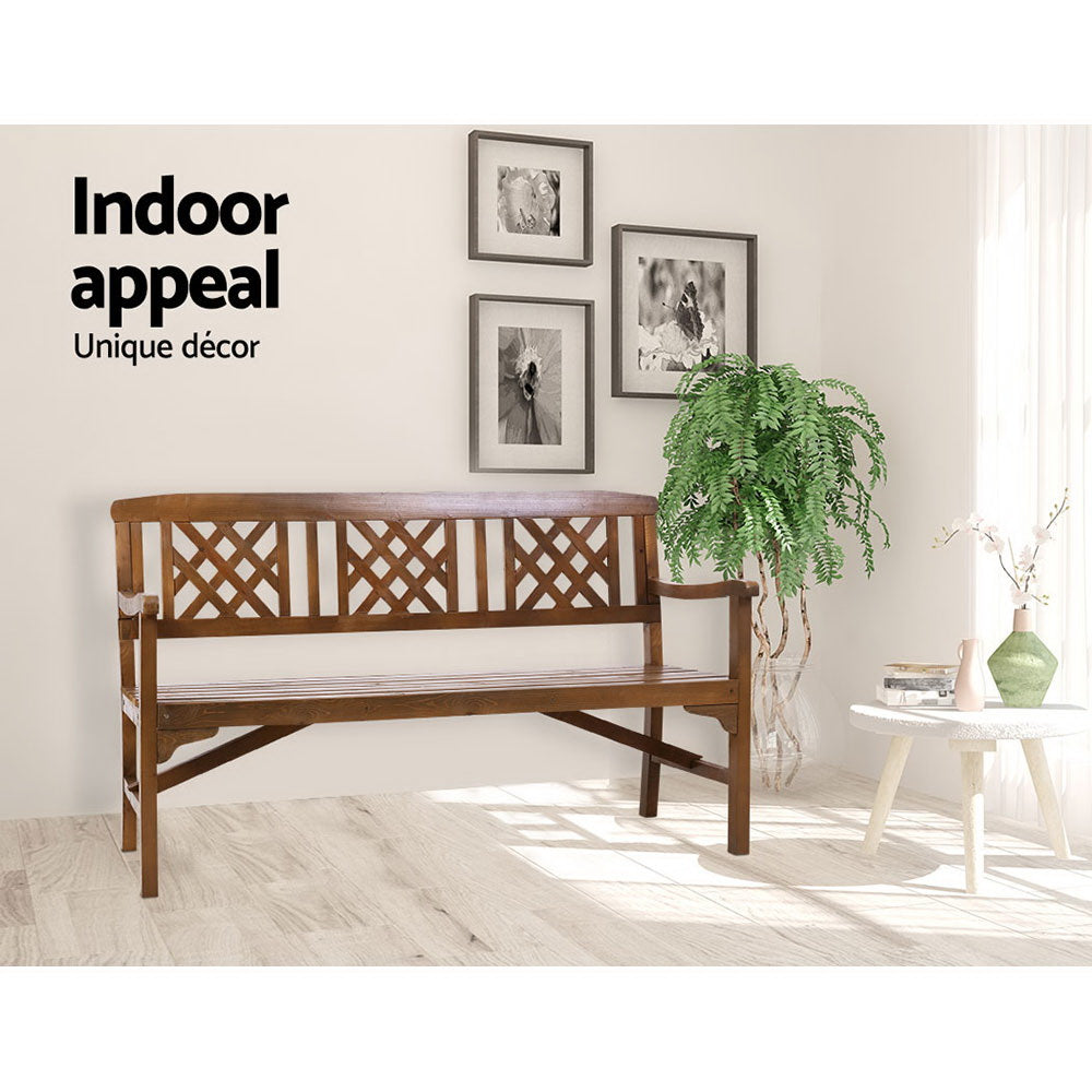 3 Seater Natural Timber Outdoor Garden Bench