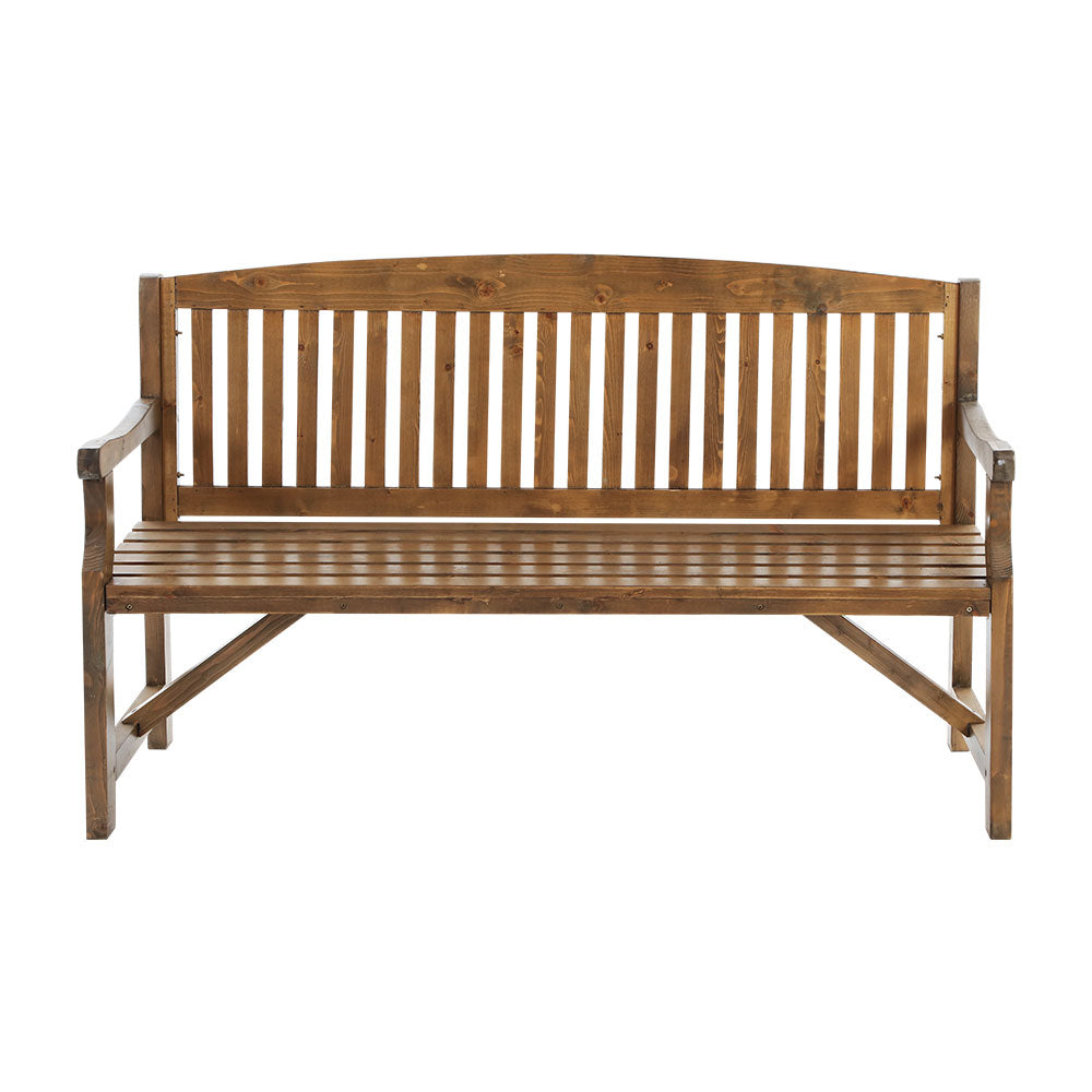 3 Seater Natural Brown Outdoor Wooden Garden Bench