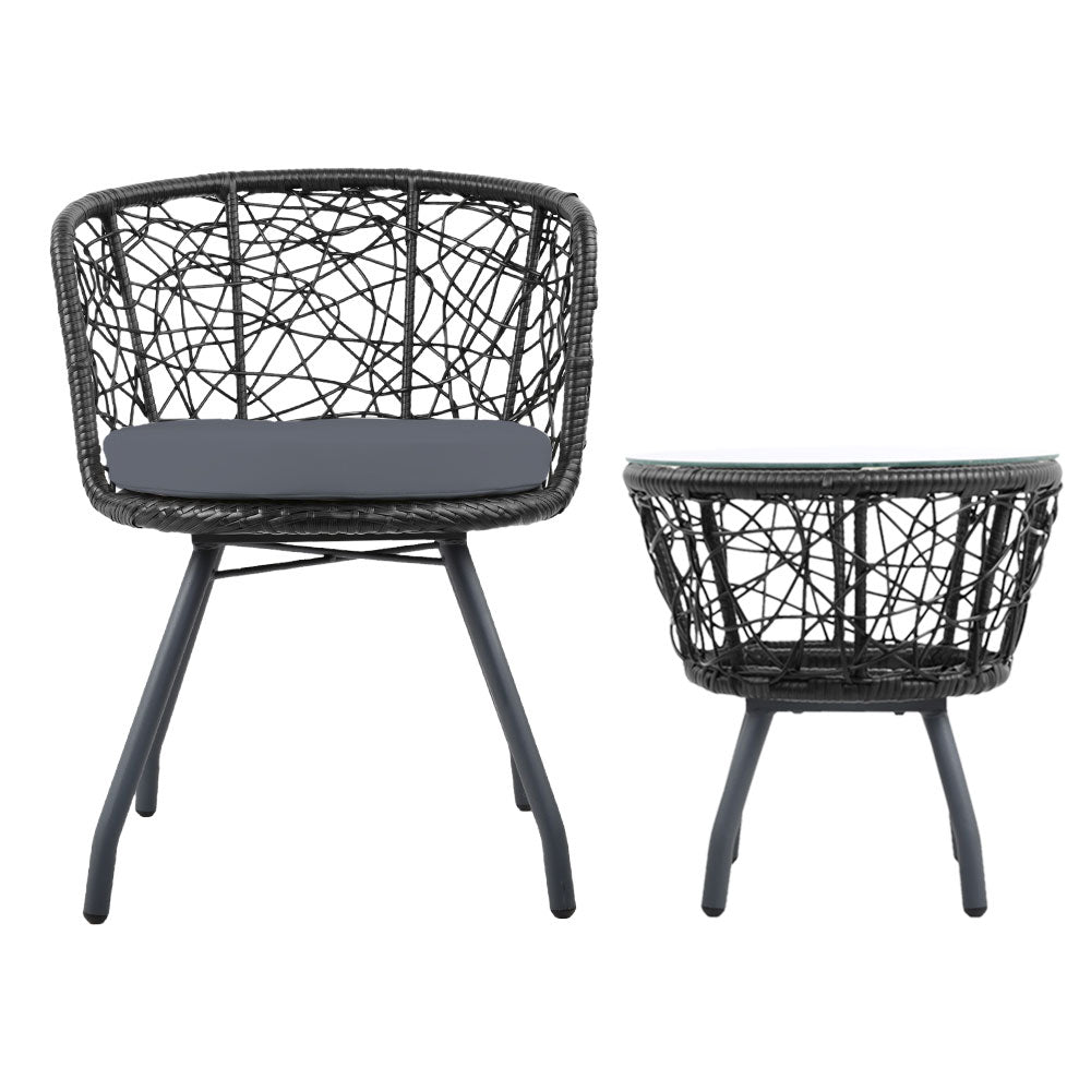 Outdoor Patio Chair and Table Set - Black