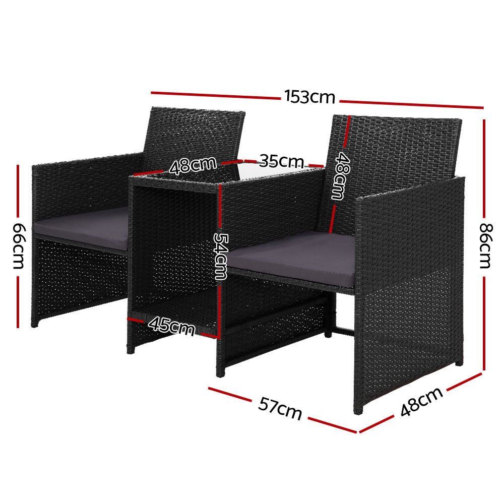 Outdoor Wicker Loveseat Bistro Setting
