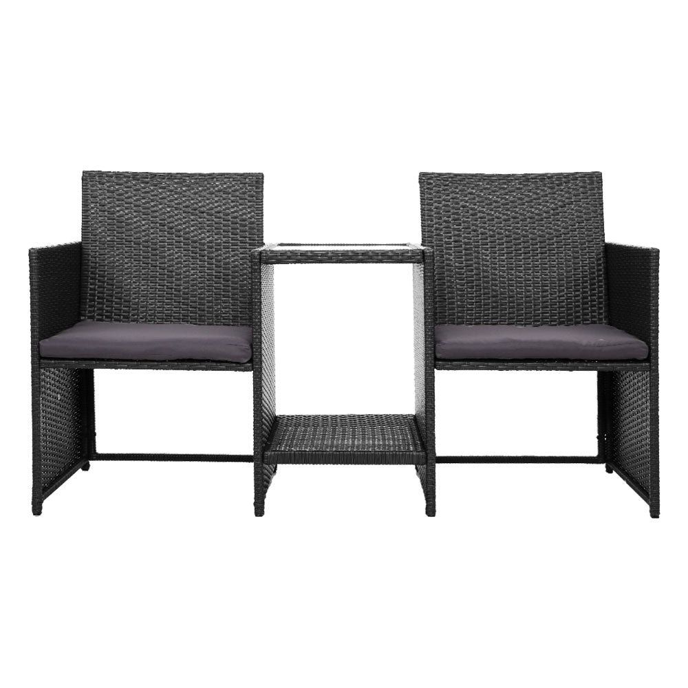 Outdoor Wicker Loveseat Bistro Setting
