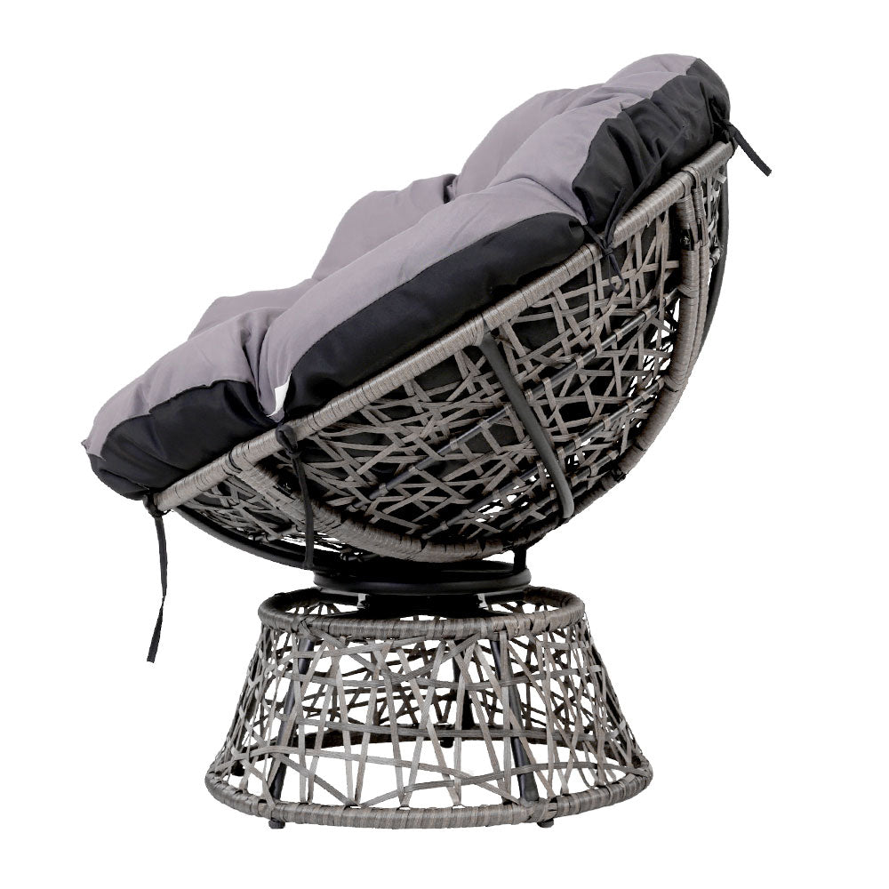 1 x Outdoor Papasan Chair and Side Table - Grey