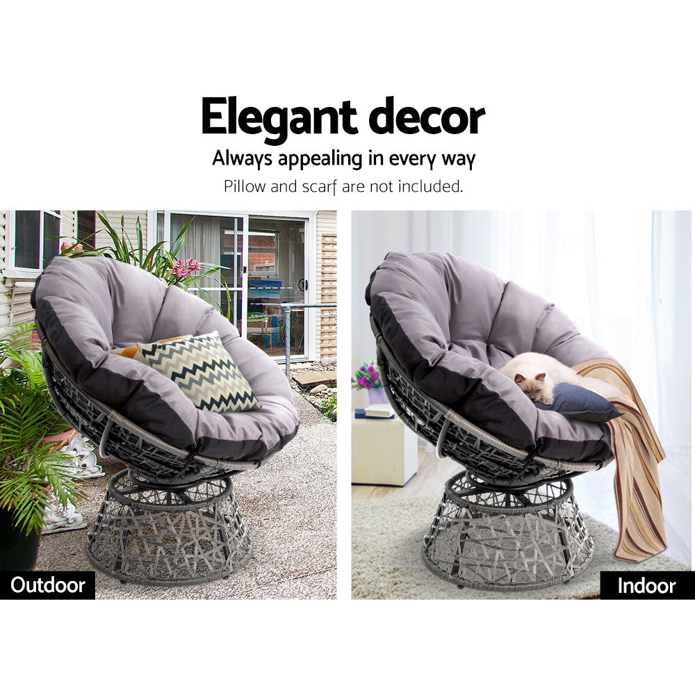 1 x Outdoor Papasan Chair and Side Table - Grey