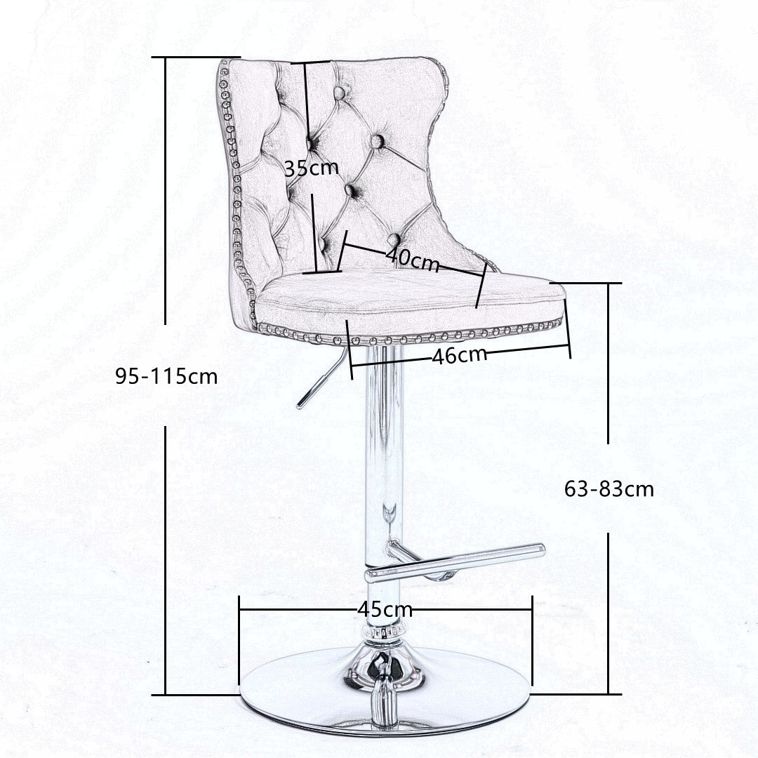 Clara Swivel Bar Velvet Stud Barstool x 4 - Gray
