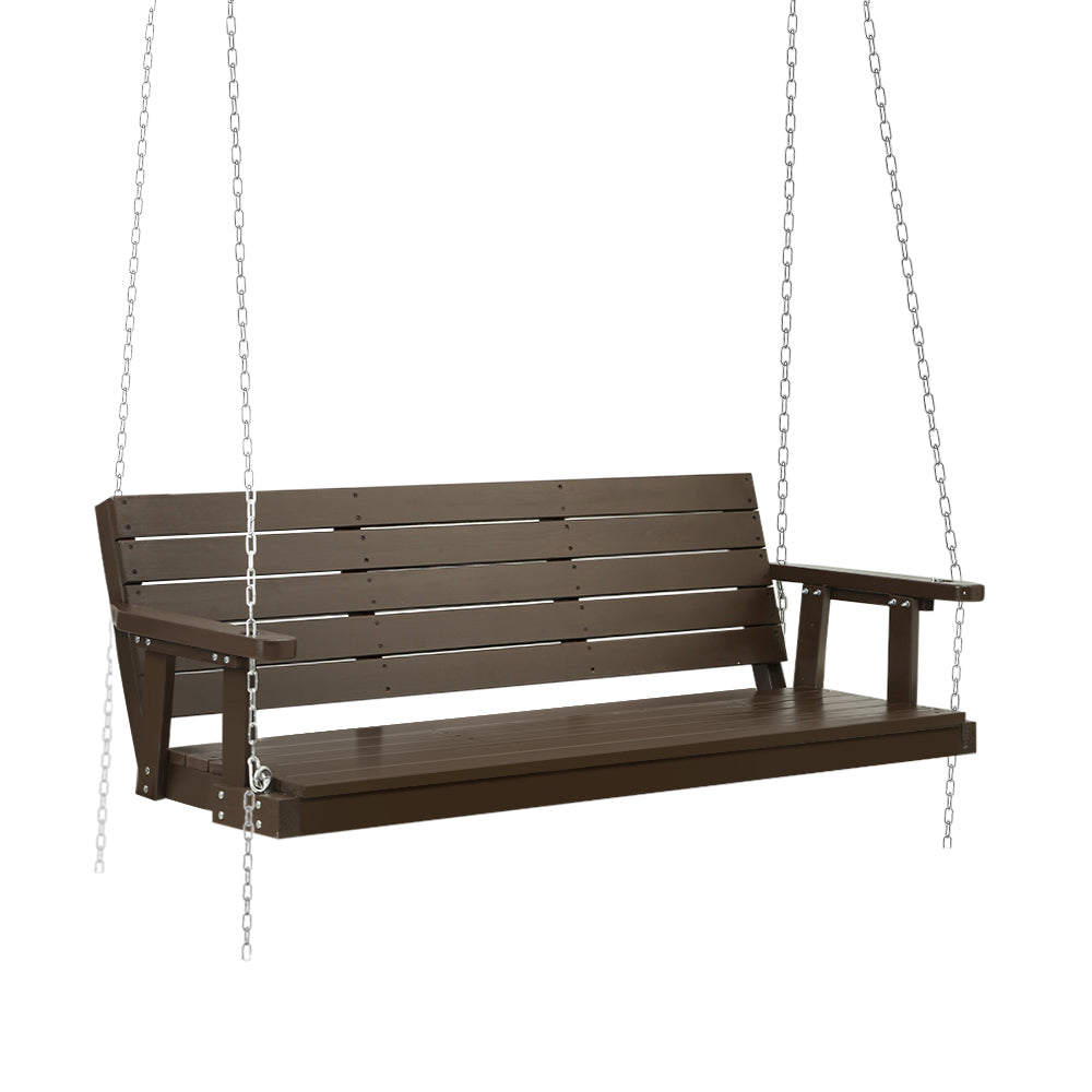 3 Seater Outdoor Wooden Swing Bench - Brown – Napoleon Bay