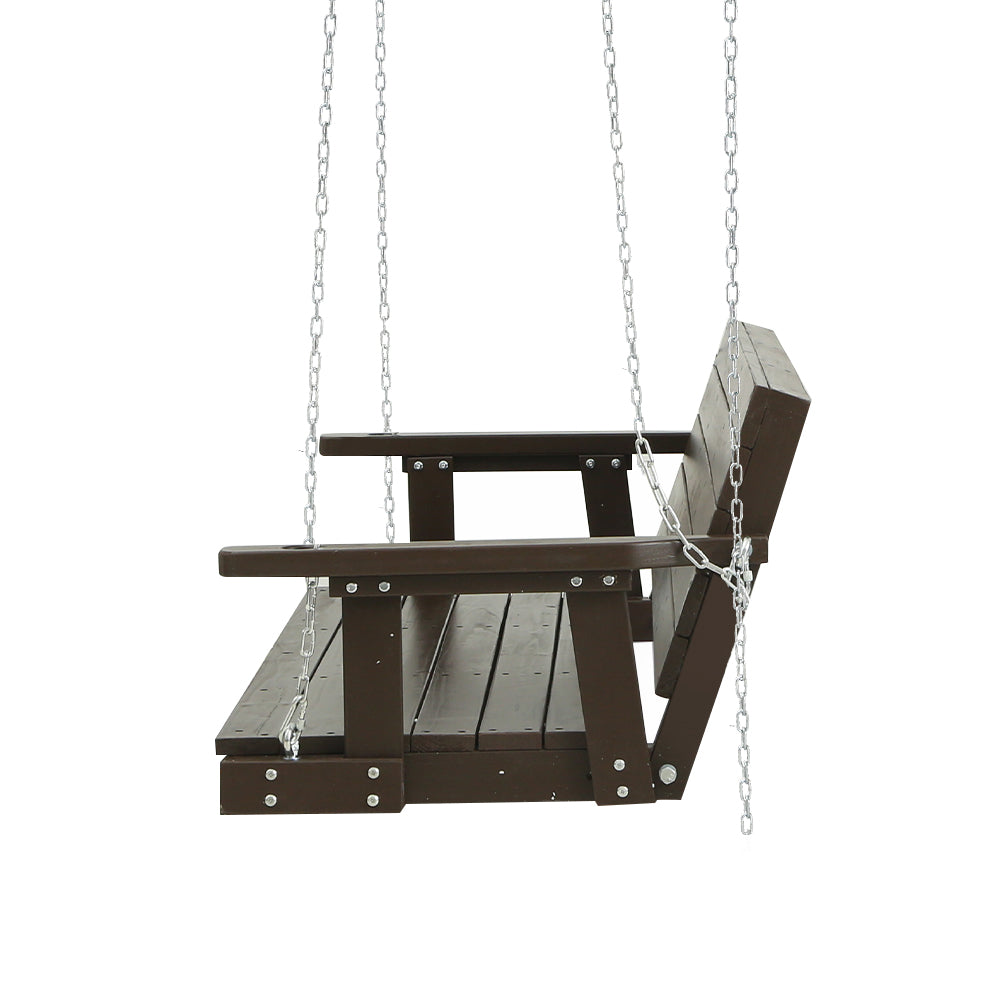 3 Seater Outdoor Wooden Swing Bench - Brown – Napoleon Bay
